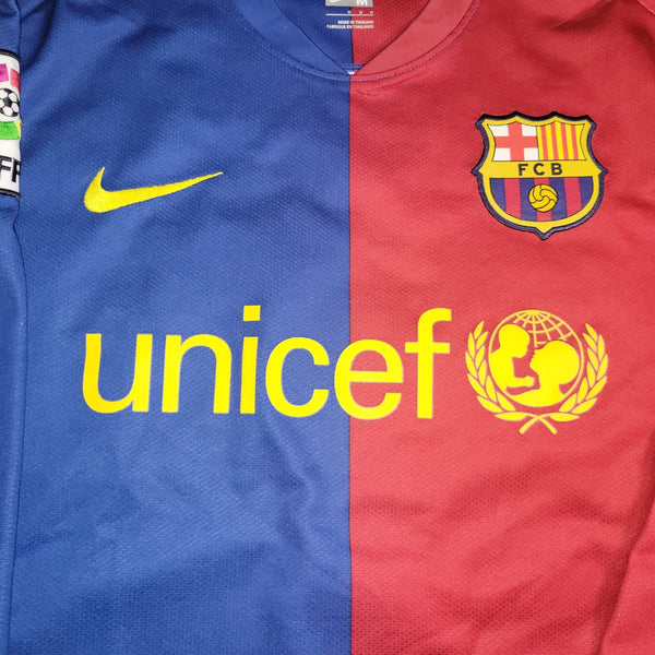 Messi Barcelona TREBLE SEASON 2008 2009 Home Long Sleeve Soccer Jersey Shirt M SKU# 286785 - 655 Nike