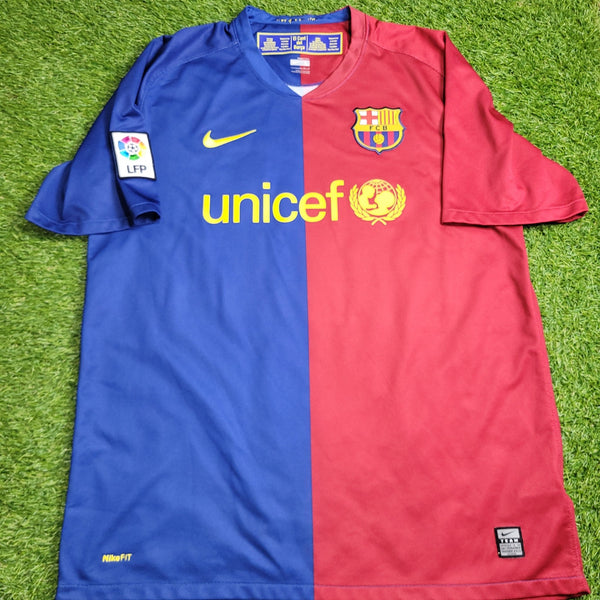 Messi Barcelona TREBLE SEASON 2008 2009 Home Soccer Jersey Shirt L SKU# 286784 - 655 Nike