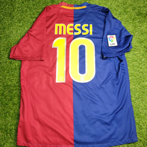 Messi Barcelona TREBLE SEASON 2008 2009 Home Soccer Jersey Shirt L SKU# 286784 - 655 Nike