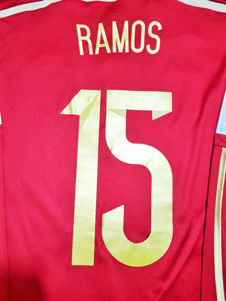 Ramos Spain 2014 WORLD CUP Long Sleeve Soccer Jersey Shirt M SKU# M60434 Adidas