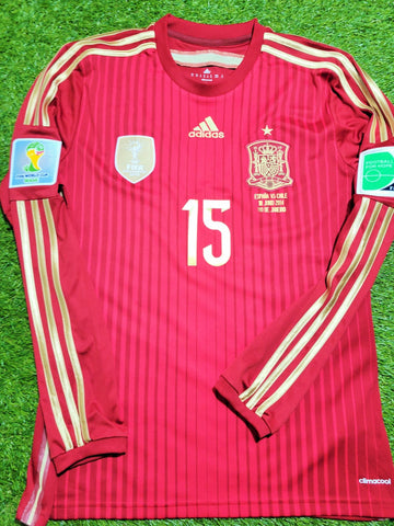 Ramos Spain 2014 WORLD CUP Long Sleeve Soccer Jersey Shirt M SKU# M60434 Adidas