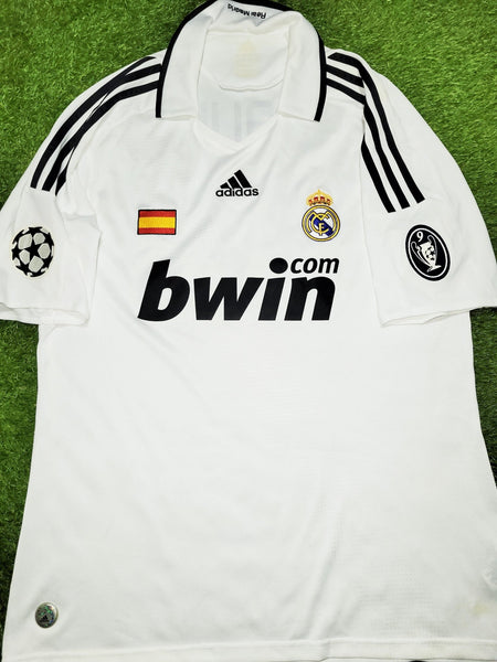 Raul Real Madrid 2008 2009 UEFA Home Soccer Jersey Shirt L SKU# 051101 AZB001 Adidas