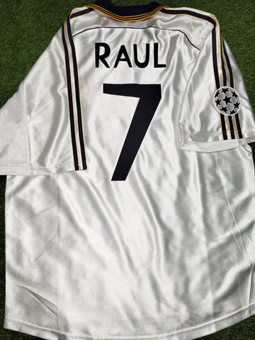 Raul Real Madrid UEFA 1999 2000 Soccer Jersey L Adidas