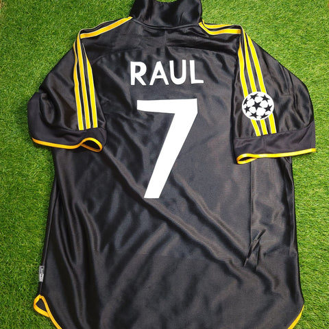 Raul Real Madrid UEFA FINAL 1999 2000 Away Soccer Jersey Shirt L SKU# 627113 ASR001/02 Adidas