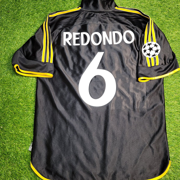 Redondo Real Madrid Black Away UEFA FINAL 1999 2000 Soccer Jersey M SKU# 627113 ASR001/02 Adidas