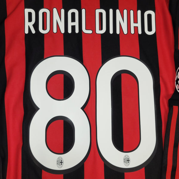 Ronaldinho AC Milan 2009 2010 UEFA Long Sleeve Soccer Jersey Shirt M SKU# E84180 Adidas