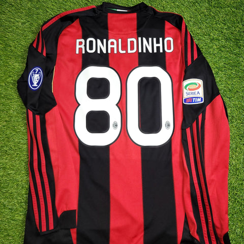 Ronaldinho AC Milan 2010 2011 Home Long Sleeve Soccer Jersey Shirt M SKU# P96287 Adidas