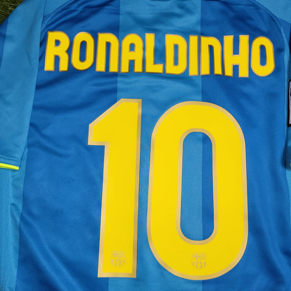 Ronaldinho Barcelona Anniversary 2007 2008 Away Soccer Jersey M SKU# 237743 - 414 Nike