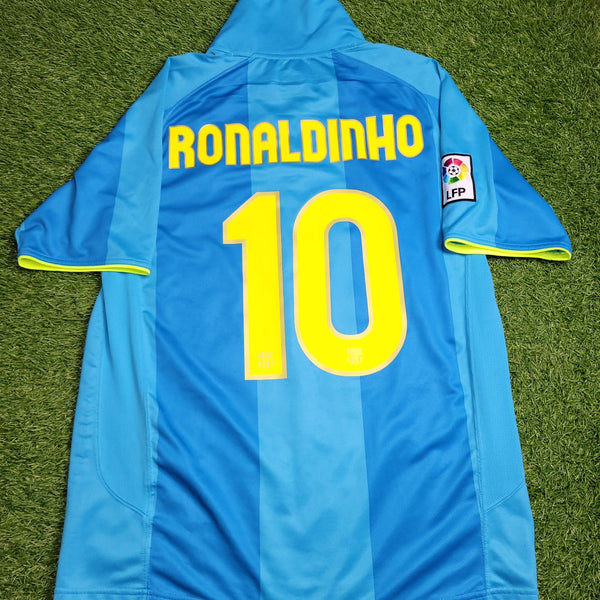 Ronaldinho Barcelona Anniversary 2007 2008 Away Soccer Jersey M SKU# 237743 - 414 Nike