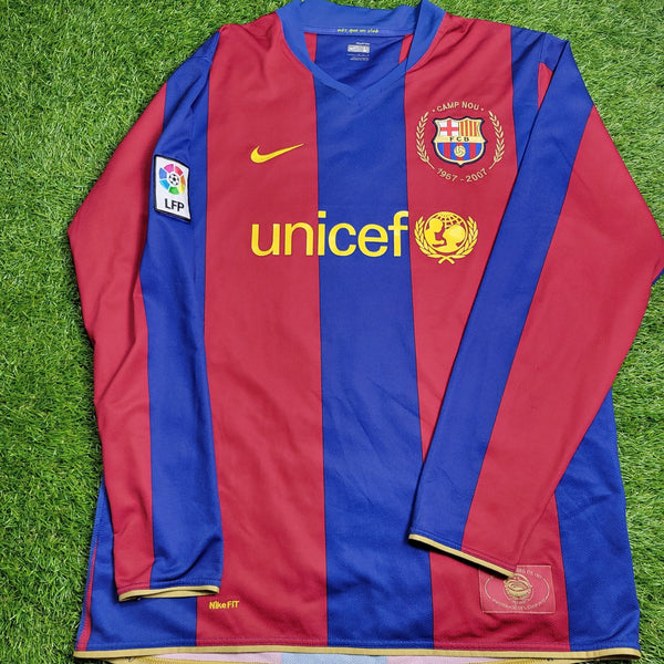 Ronaldinho Barcelona Anniversary 2007 2008 Long Sleeve Soccer Jersey Shirt L SKU# 244793 - 655 Nike