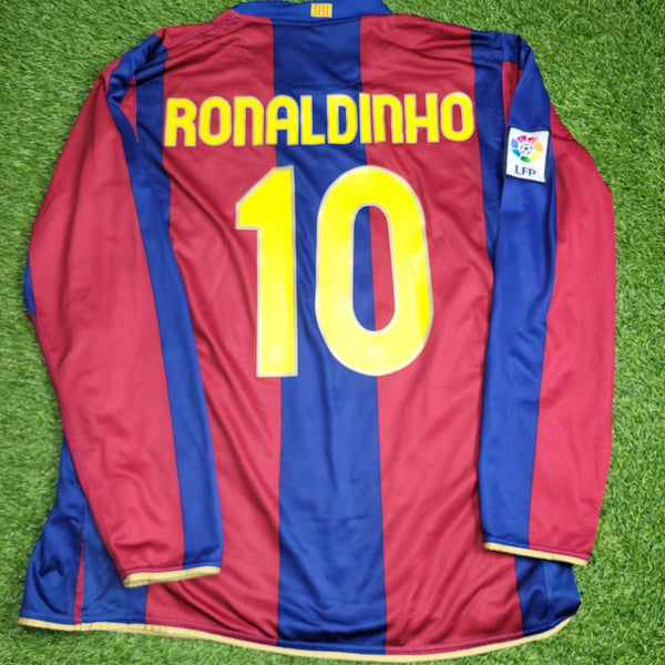 Ronaldinho Barcelona Anniversary 2007 2008 Long Sleeve Soccer Jersey Shirt L SKU# 244793 - 655 Nike