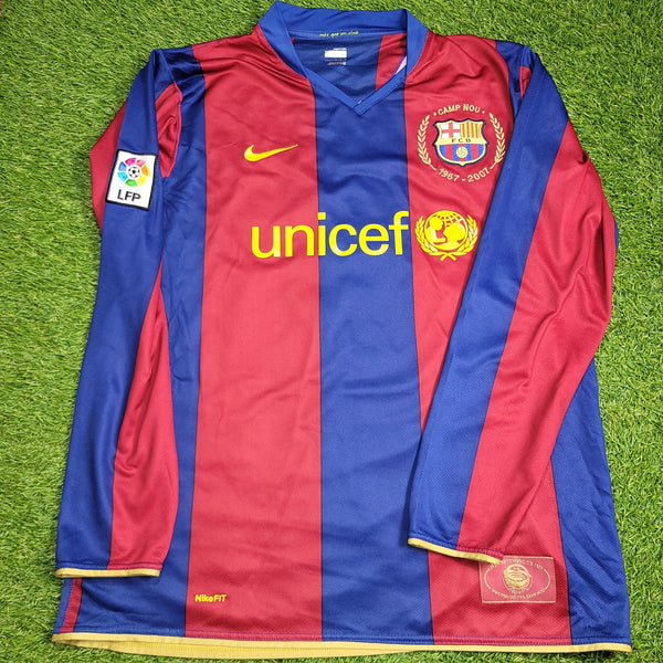 Ronaldinho Barcelona Anniversary 2007 2008 Long Sleeve Soccer Jersey Shirt L SKU# 244793 - 655 Nike