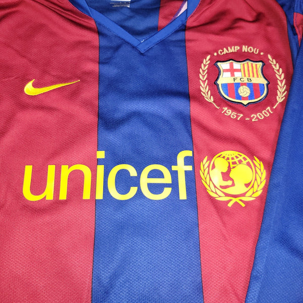 Ronaldinho Barcelona Anniversary 2007 2008 Long Sleeve Soccer Jersey Shirt L SKU# 244793 - 655 Nike