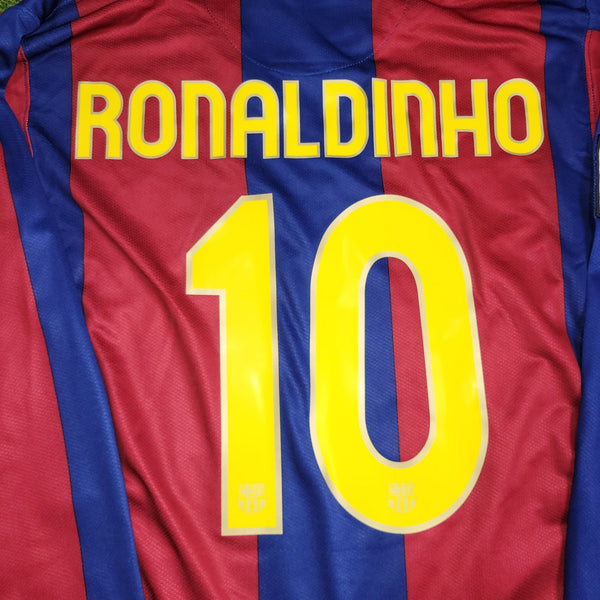 Ronaldinho Barcelona Anniversary 2007 2008 Long Sleeve Soccer Jersey Shirt L SKU# 244793 - 655 Nike