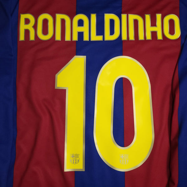 Ronaldinho Barcelona Anniversary 2007 2008 Long Sleeve Soccer Jersey Shirt L SKU# 244793 - 655 Nike