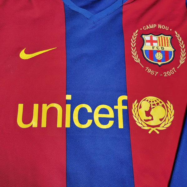 Ronaldinho Barcelona Anniversary 2007 2008 Long Sleeve Soccer Jersey Shirt L SKU# 244793 - 655 Nike