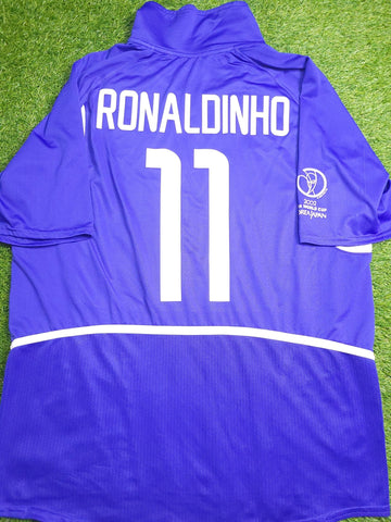 Ronaldinho Brazil 2002 WORLD CUP Away Soccer Jersey Shirt L Nike