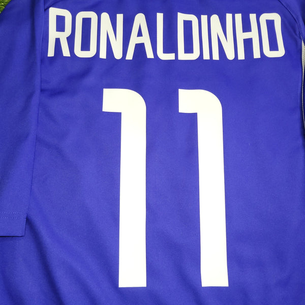 Ronaldinho Brazil 2002 WORLD CUP Away Soccer Jersey Shirt L SKU# 182266 Nike