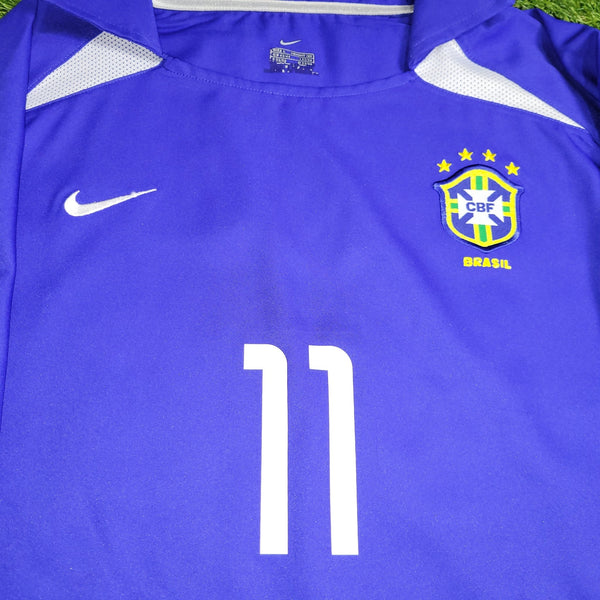 Ronaldinho Brazil 2002 WORLD CUP Away Soccer Jersey Shirt L SKU# 182266 Nike