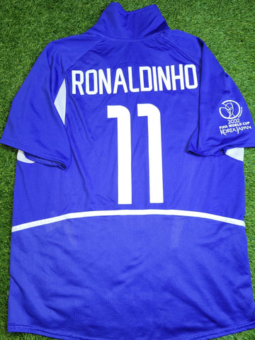 Ronaldinho Brazil 2002 WORLD CUP Away Soccer Jersey Shirt M Nike