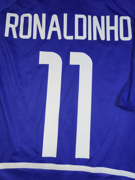 Ronaldinho Brazil 2002 WORLD CUP Away Soccer Jersey Shirt M Nike