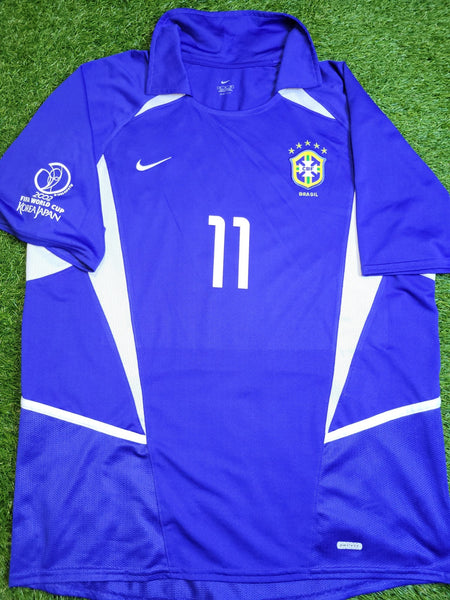 Ronaldinho Brazil 2002 WORLD CUP Away Soccer Jersey Shirt M Nike