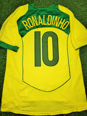 Ronaldinho Brazil 2004 Home Soccer Jersey Shirt L Nike