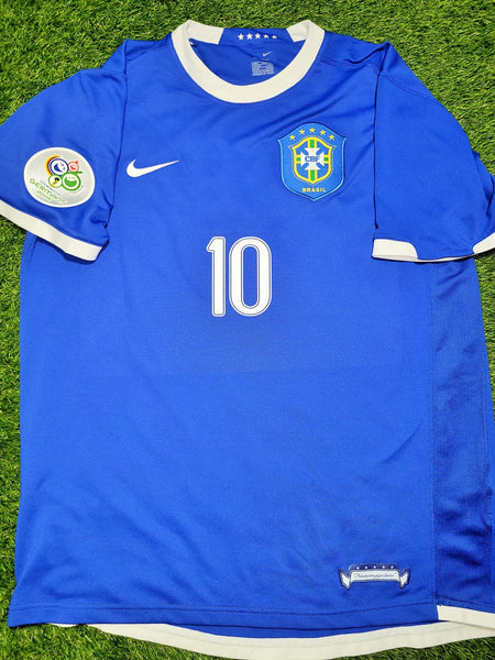 Ronaldinho Brazil 2006 World Cup Blue Away Soccer Jersey Shirt L SKU# S6DHA 103890 Nike