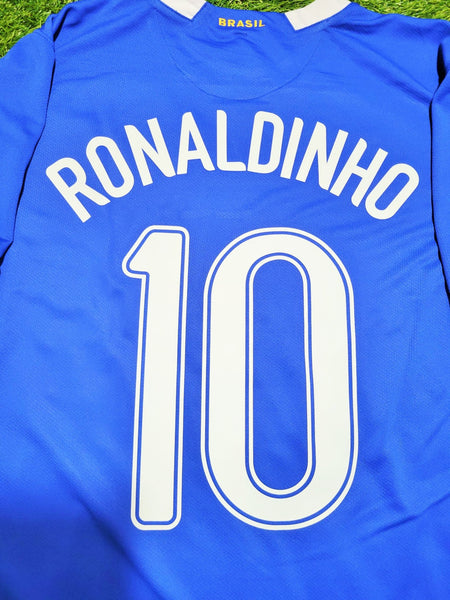 Ronaldinho Brazil 2006 World Cup Blue Away Soccer Jersey Shirt L SKU# S6DHA 103890 Nike