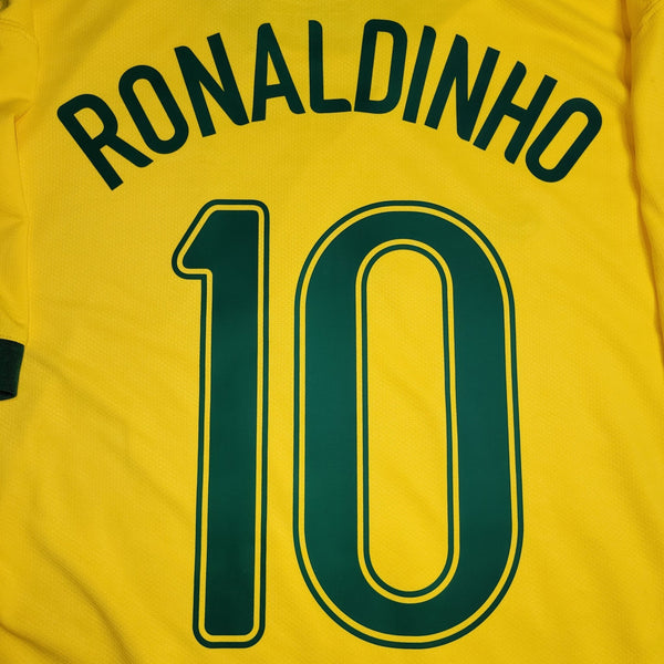 Ronaldinho Brazil 2006 World Cup Home Soccer Jersey Shirt L SKU# 103889 Nike