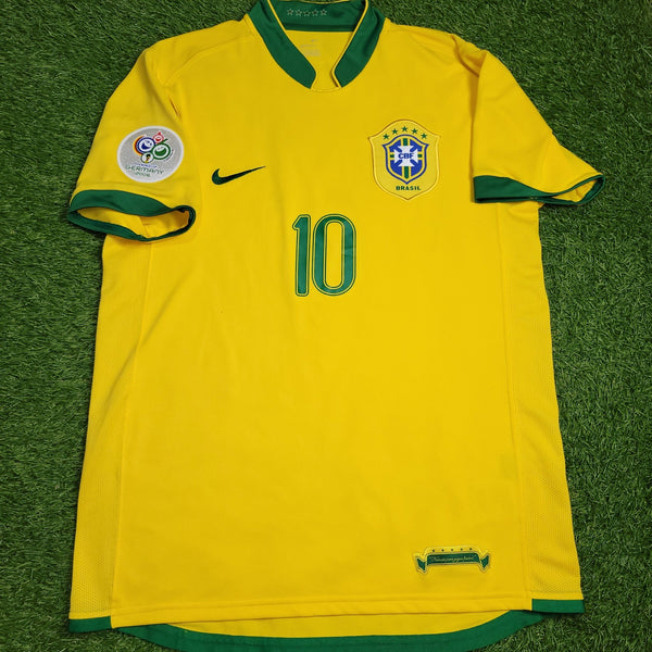 Ronaldinho Brazil 2006 World Cup Home Soccer Jersey Shirt M SKU# 103889 Nike