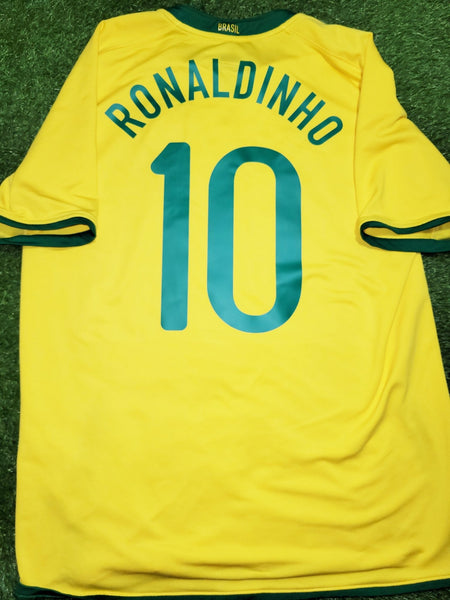 Ronaldinho Nike Brazil 2008 Home Soccer Jersey Shirt L SKU# 258949-703 Nike