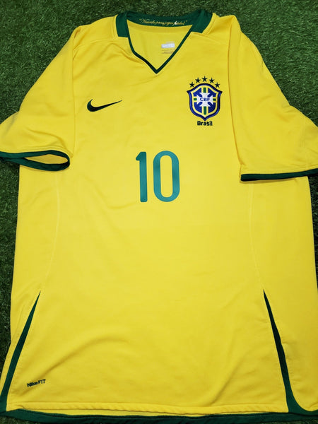 Ronaldinho Nike Brazil 2008 Home Soccer Jersey Shirt L SKU# 258949-703 Nike