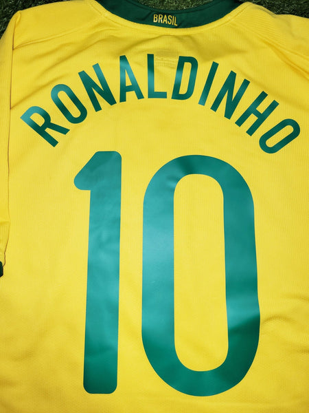 Ronaldinho Nike Brazil 2008 Home Soccer Jersey Shirt L SKU# 258949-703 Nike