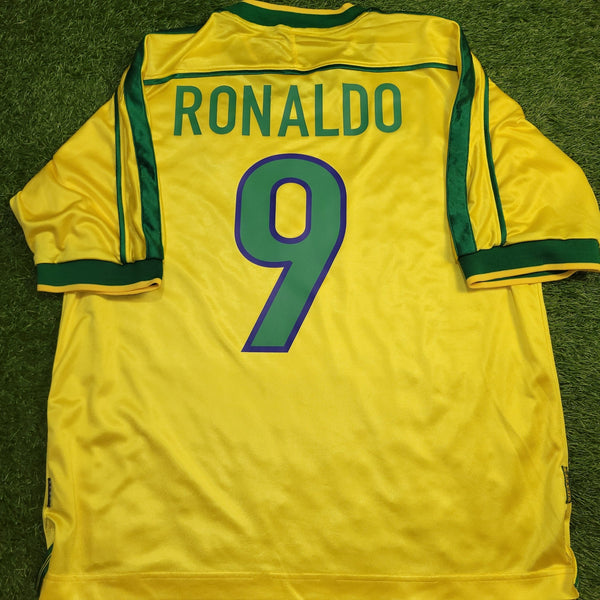 Ronaldo Brazil 1998 WORLD CUP Nike Home Soccer Jersey Shirt L Nike