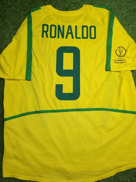 Ronaldo Brazil 2002 WORLD CUP Soccer Home Jersey Shirt L Nike