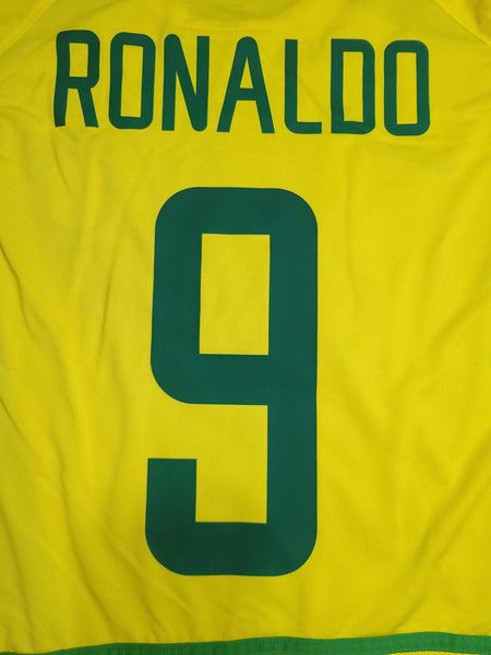 Ronaldo Brazil 2002 WORLD CUP Soccer Home Jersey Shirt L Nike