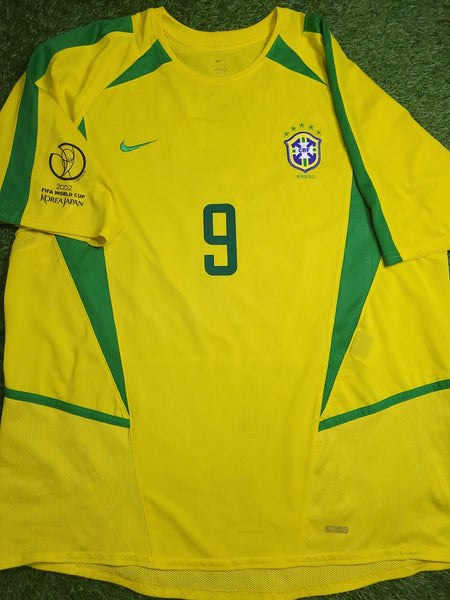 Ronaldo Brazil 2002 WORLD CUP Soccer Home Jersey Shirt L Nike