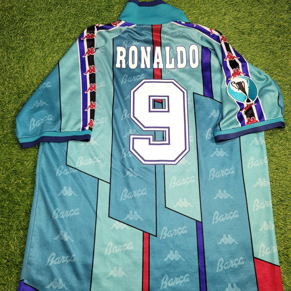 Ronaldo Kappa Barcelona UEFA CUP FINAL 1996 1997 Away Soccer Jersey Shirt XL kappa