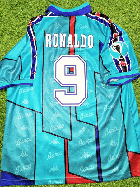 Ronaldo Kappa Barcelona UEFA CUP FINAL 1996 1997 Away Soccer Jersey Shirt XL kappa