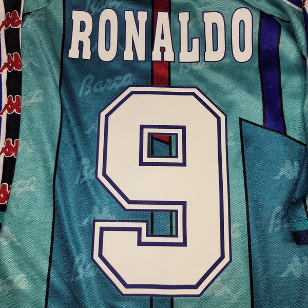 Ronaldo Kappa Barcelona UEFA CUP FINAL 1996 1997 Away Soccer Jersey Shirt XL kappa