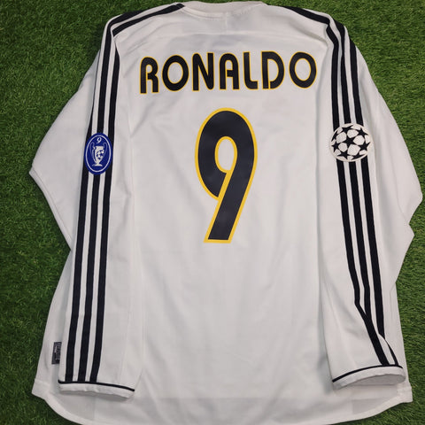 Ronaldo Real Madrid 2003 2004 UEFA Long Sleeve Soccer Jersey Shirt L SKU# 913869 ASR001 Adidas