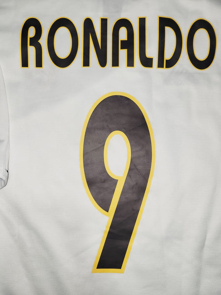 Ronaldo Real Madrid 2003 2004 UEFA Soccer Jersey Shirt L SKU# 021804 ASR001 Adidas