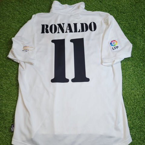 Ronaldo Real Madrid CENTENARY DEBUT SEASON 2002 2003 Home Soccer Jersey Shirt L SKU# 156653 Adidas