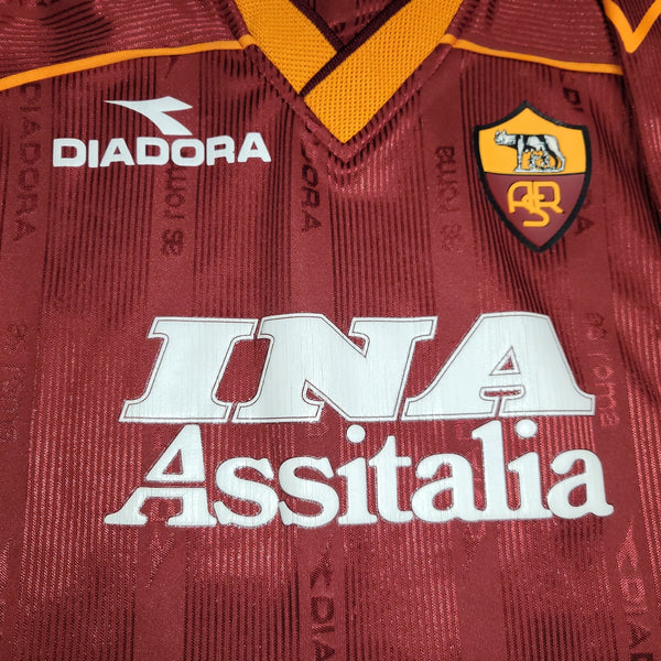 Totti As Roma Diadora 1999 2000 Home Soccer Jersey Shirt L Diadora