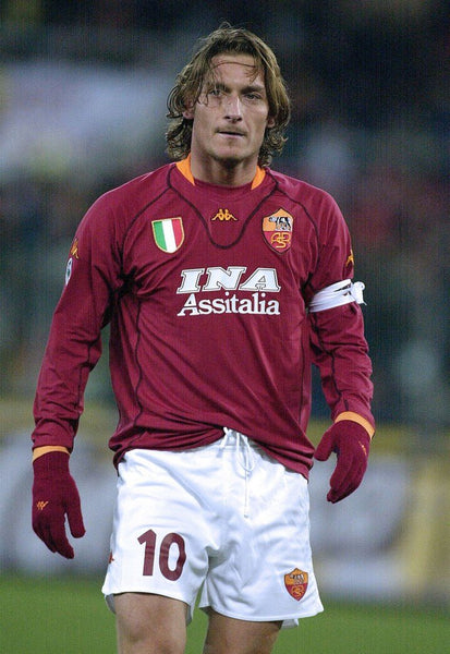 Totti As Roma Kappa 2001 2002 Home Long Sleeve Soccer Jersey Shirt XL Kappa