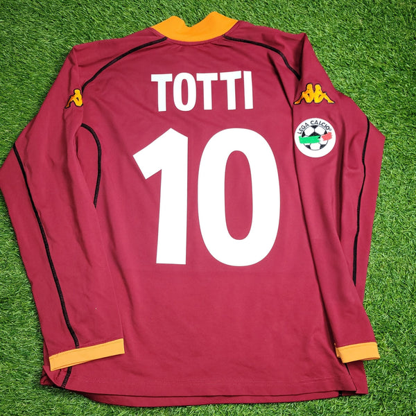 Totti As Roma Kappa 2001 2002 Home Long Sleeve Soccer Jersey Shirt XL Kappa