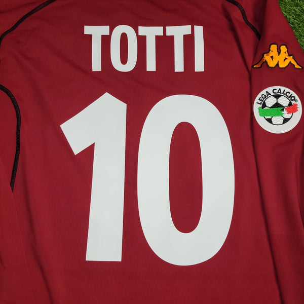 Totti As Roma Kappa 2001 2002 Home Long Sleeve Soccer Jersey Shirt XL Kappa