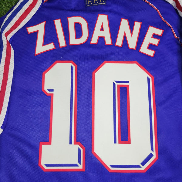 Zidane France 1998 WORLD CUP FINAL Home Soccer Jersey Shirt L Adidas