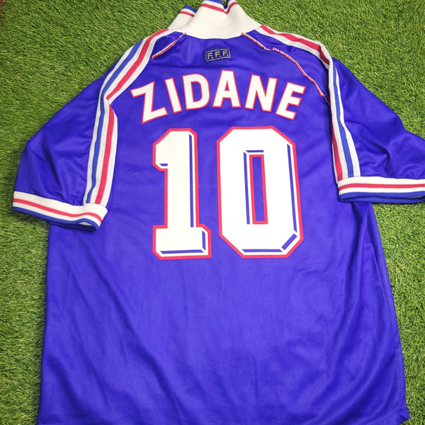 Zidane France 1998 WORLD CUP FINAL Home Soccer Jersey Shirt L Adidas